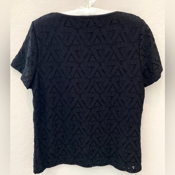 MARC NEW YORK | Andrew Marc Black Eyelet Short Sleeve Blouse | Size Small - Picture 4 of 7